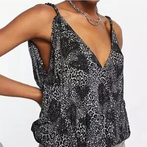 Free People Intimately Surplice Wrapped Siren Song Bodysuit Animal Print Size S